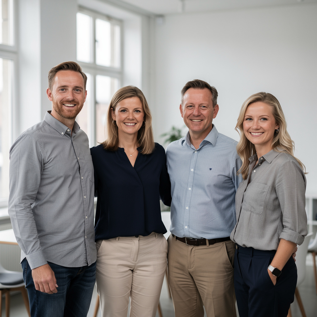 Portrait of a diverse team of Danish teachers and communication coaches